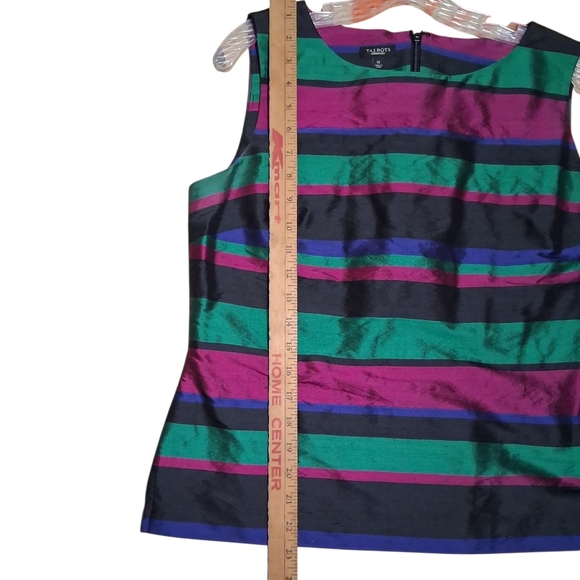 EUC Talbots S. 12 Sleeveless‎ Shimmer Top 100% Silk Multicolor Work Tank Women - Picture 6 of 6